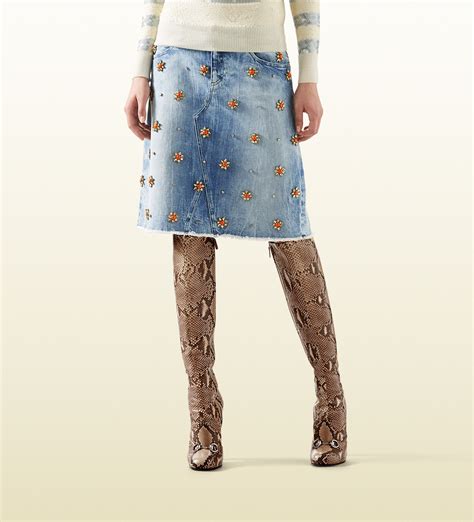 gucci skirt blue witth embroided